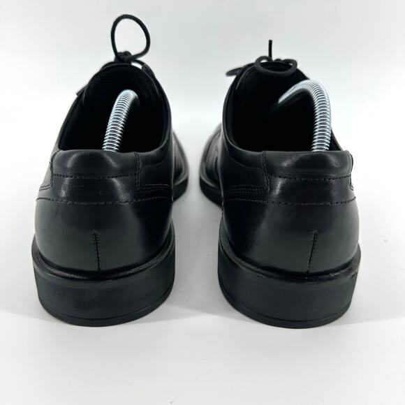 Ecco Biarritz Shoe Men 9 Black Leather Oxford Cap Toe Lace‎ Up Comfort Office - Picture 3 of 9